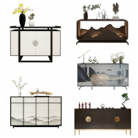 新中式实木玄关柜现代简约客厅入户隔断餐边柜别墅厅装饰柜定制