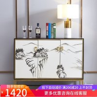 新中式实木玄关柜隔断轻奢现代简约入户鞋柜厅装饰柜子手绘斗柜