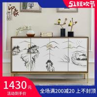新中式玄关柜客厅隔断装饰柜子轻奢现代简约入户鞋柜山水手绘家具