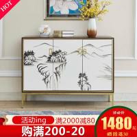 新中式玄关柜隔断轻奢客厅现代简约储物餐边柜厅柜手绘进鞋柜