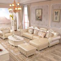 欧式真皮沙发转角实木雕花简欧小户型客厅家具组合简约皮沙发