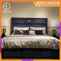 后现代轻奢双人床 芬迪现代简约港式时尚高档婚床皮艺床 卧室家具