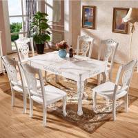 欧式餐桌椅组合简欧大理石实木餐桌小户型6人长方形家用吃饭桌子