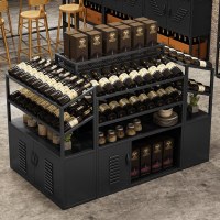 铁艺红酒柜商用酒庄超市货架展示架中岛柜落地陈列工业风酒架定制