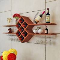 墙上红酒架简约现代酒格壁挂装饰架悬挂式酒架餐厅酒柜菱形置物架