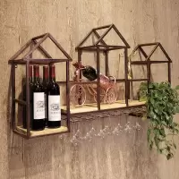 欧式创意实木红酒架壁挂式餐厅装饰墙壁酒柜置物架酒杯架葡萄酒架