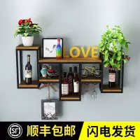 欧式家用实木铁艺壁挂创意装饰酒架红酒架展示架置物架倒挂酒杯架