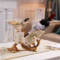 欧式红酒架摆件客厅酒柜装饰品高脚酒杯架美式家用葡萄酒瓶架