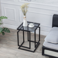 北欧铁艺大理石边几客厅沙发角几简约钢化玻璃小边几轻奢床头桌