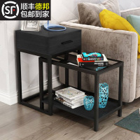 简约边几伸缩小茶几角几卧室床头柜客厅烤漆玻璃茶几沙发边柜角柜