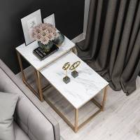 ins铁艺边几简约现代茶几北欧沙发边柜轻奢角几大理石边桌小方桌