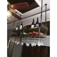 酒吧酒杯架酒架悬挂欧式铁艺高脚杯架创意吧台倒挂双层红酒架杯架