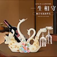 创意欧式红葡萄酒架天鹅摆件客厅酒柜摆设美式装饰品闺蜜新婚礼物