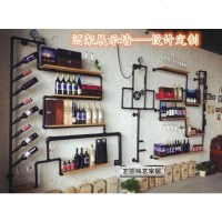LOFT工业水管红酒架壁挂墙上置物架铁艺创意酒柜悬挂搁板装饰架子