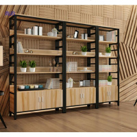 陈列架酒柜精品展柜酒架多层可调节展示架钢木书架置物架书架带柜