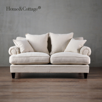HC 美式乡村布艺沙发组合 扶手搭布单双三人位休闲羽绒沙发