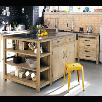 北欧简约现代新款原木复古餐边柜美式乡村中岛柜作台柜西餐柜