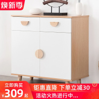 北欧简约餐边柜多功能储物柜子带茶水柜厨房经济型碗柜实木腿