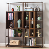 博古架新中式多宝阁书架隔断置物架古董架茶室茶叶架茶具柜办公室