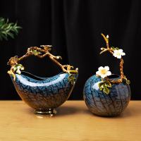 景德镇珐琅彩花盆客厅玄关欧式电视柜博古架摆件装饰房间布置摆设