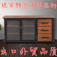 美式复古工业风餐边柜实木茶水台碗柜铁艺储物柜备餐柜调料台酒柜