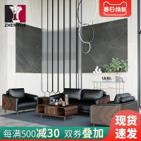 别墅酒店办公沙发商务实木总裁会客接待真牛皮办公室沙发茶几组合