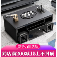 火烧石功夫茶桌简约现代创意客厅办公茶台大理石茶几带电磁炉储物