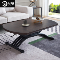 北欧简约现代小户型茶几圆形多功能移动升降茶几餐桌两用钢化玻璃