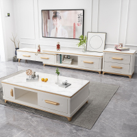 北欧小户型大理石茶几现代简约客厅家用实木茶几电视机柜组合套装