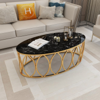 北欧铁艺金色大理石椭圆形茶几轻奢小户型客厅简约现代小茶桌边几