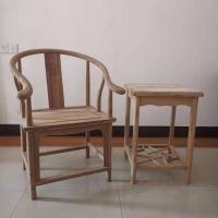 实木椅子三件套 榆木白胚椅子圈椅茶几 官帽椅配套中式仿古茶几