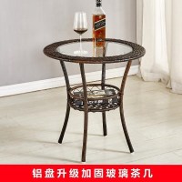 .园型小茶几 玻璃桌子圆 钢化阳台创意休闲小房间小桌客厅迷小小