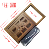 办公大理石功夫茶几鸡翅木实木盖边式茶盘带不锈钢托盘