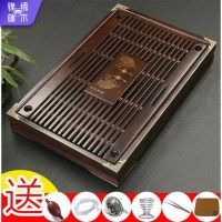 实木小号家用功夫茶具排水茶盘储水简约抽屉式茶托盘功夫茶几茶台