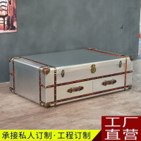 loft复古工业风茶几个KTV设计师茶桌金属铆钉箱式铝皮茶几