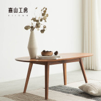实木茶几北欧简约茶桌咖啡桌椭圆不规则桌几鹅卵石咖啡桌