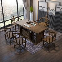 新中式茶桌椅组合功夫茶桌茶台实木简约现代南榆木茶艺桌禅意泡茶