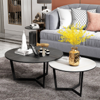 意式极简岩板茶几客厅边几小户型北欧轻奢简约大理石茶桌圆形组合