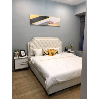 美式布艺双人床铆钉轻奢布艺床网红床现代简约主卧酒店房婚床