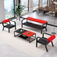 商务办公沙发简约现代铁艺中小型会客接待办公室1123沙发茶几组合