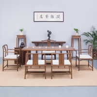 黑胡桃实木功夫家用茶台新中式禅意现代简约老榆木原木茶桌椅组合