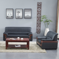 简约现代商务公司老板办公室沙发接待会客区真皮办公沙发茶几组合