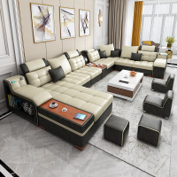 新款布艺沙发 多功能大户型现代客厅家具科技布乳胶布沙发U型组合