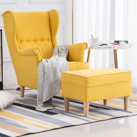 美式轻奢色单人沙发斯佳蒙老虎椅北欧布艺休闲客厅阳台高背躺椅
