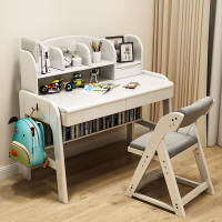 尋木匠北欧白色实木书桌升降儿童学生写字桌台式电脑桌家用带书架办公桌