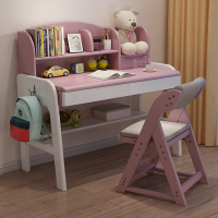 尋木匠儿童学习桌可升降实木书桌简约家用中小学生写字台套装带书架组合
