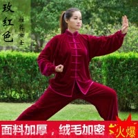 闪电客太极服女金丝绒秋冬加厚练功服中年太极拳服装男冬季武术服表演服