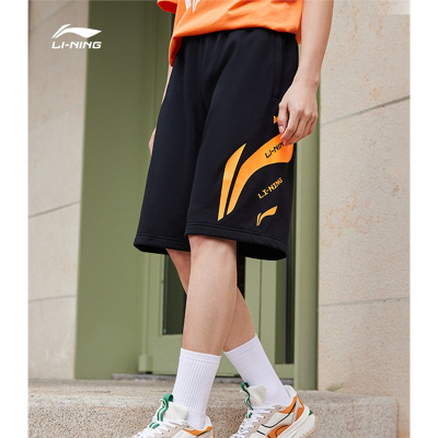 李宁(LI-NING)运动短裤男士2022新款大logo潮男短裤夏季短卫裤子针织五分裤