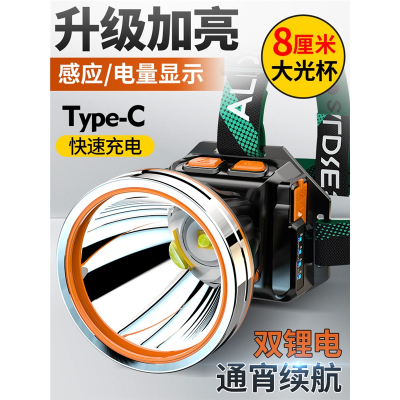 头灯强光充电超亮头戴式感应led矿灯闪电客钓鱼专用夜钓户外手电筒