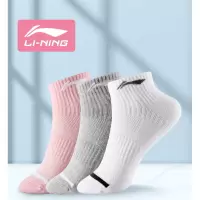 李宁(LI-NING)运动袜子女吸汗透气棉袜白色短袜跑步袜薄款夏